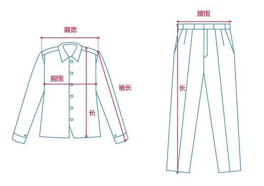 定做工作服測量展示圖，短袖工作服定做，冬季工作服定做